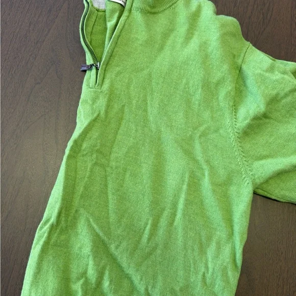 Peter Millar Green Half-Zip Sweater 100% Merino Wool